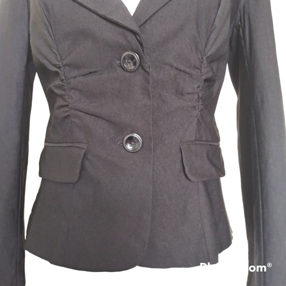 4/$20 BCX Black Ruched Fitted Blazer Jacket Junior Size XL Stretch Fabric - Picture 2 of 6
